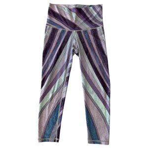 Striped Purple & Teal Womens High-Waisted Leggings